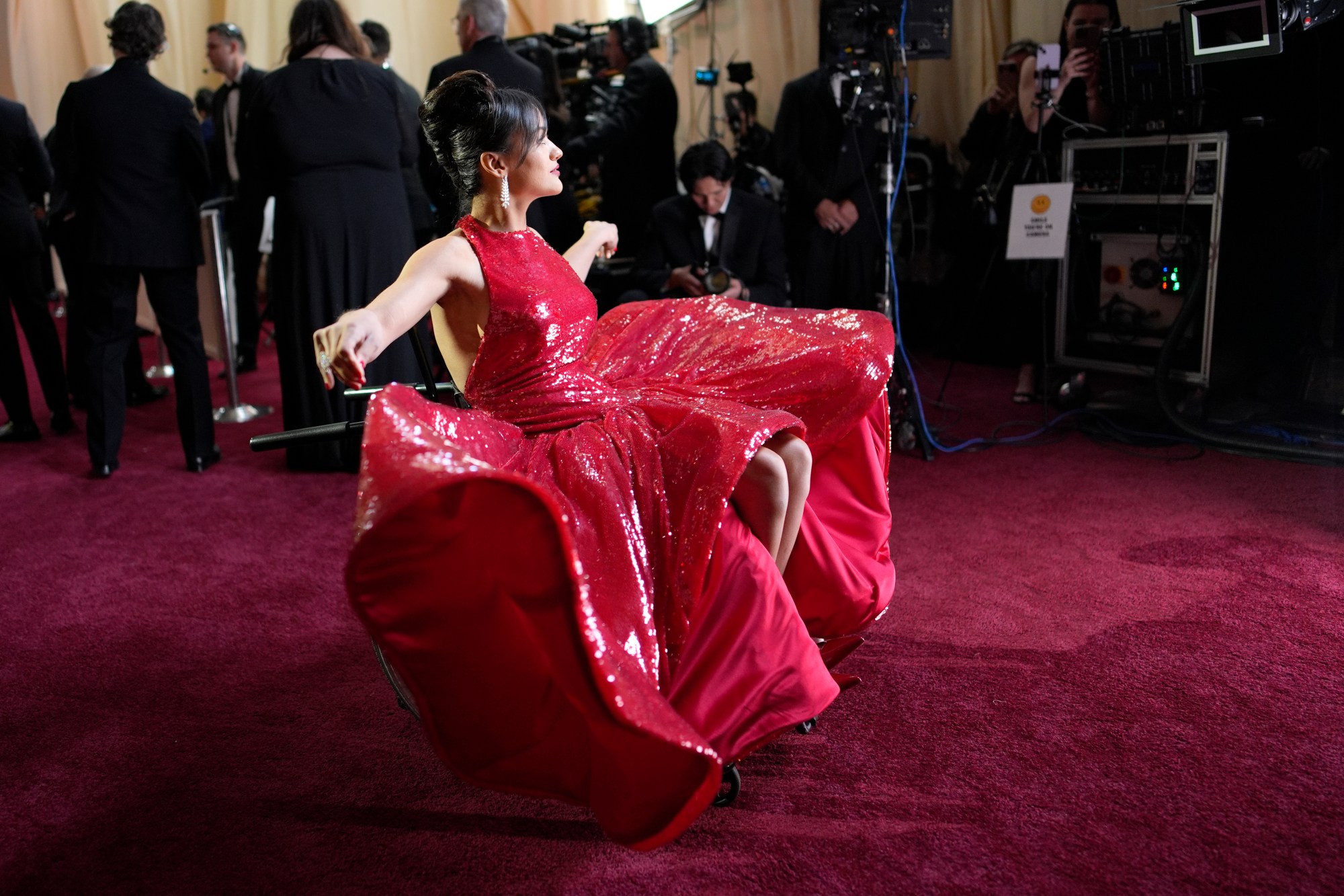 Marissa Bode arrives at the Oscars on Sunday, March 2, 2025, at the Dolby Theatre in Los Angeles. (AP Photo/John Locher)