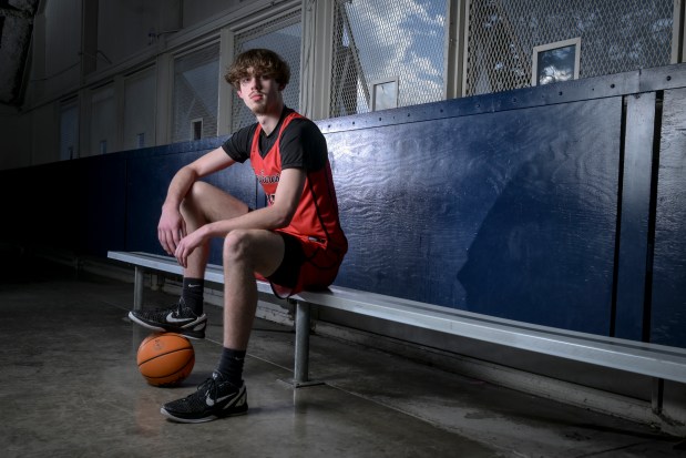 All-Colorado selection Garrett Barger of Eaglecrest poses for a portrait at Mullen High School in Denver on Tuesday, March 25, 2025. (Photo by AAron Ontiveroz/The Denver Post)