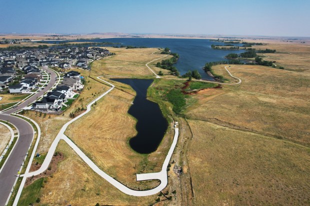 The Southshore neighborhood and the southern edge of Aurora Reservoir are seen on Thursday, July 25, 2024, in Aurora. (Photo by Hyoung Chang/The Denver Post)