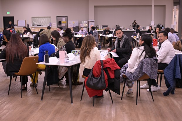 First and second-generation Americans participate in a New American Leaders political training session at 2nd Home Community in Aurora on Friday, March 7, 2025. (Photo by Hyoung Chang/The Denver Post)