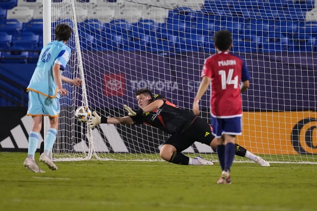 Colorado Rapids Unified team goalkeeper Colin Underly makes a save during a game against FC Dallas Unified on Aug. 31, 2024, at Toyota Stadium in Frisco, Texas. (Courtesy of Colorado Rapids)