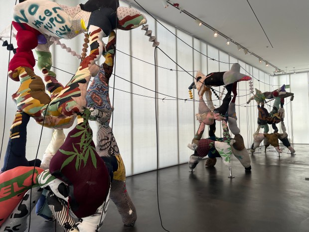 Eddie Rodolfo Aparicio's large-scale installation was inspired by the transmission towers in Los Angeles. (Ray Mark Rinaldi, Special to The Denver Post)