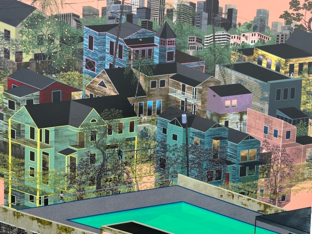A detail from Thomas Deaton's triptych titled "Last Megalopolis." (Ray Mark Rinaldi, Special to The Denver Post)
