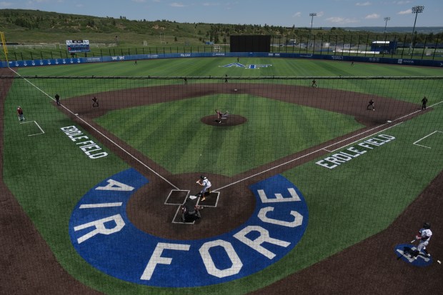 Golden High School and Cheyenne Mountain High School face off in the final CHSAA Class 4A Baseball State Championship Game at Erdle Field at the Air Force Academy in Colorado Springs, Colorado, on Saturday, May 31, 2025. (Eli Imadali/Special to The Denver Post)