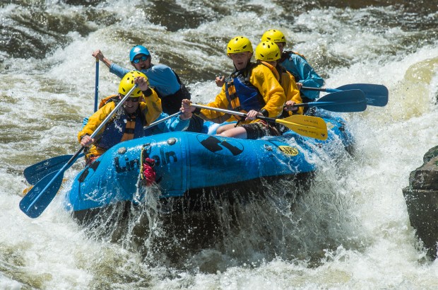 The Cache la Poudre River is Colorado's first and sole federally designated National Wild and Scenic River. Rafters paddle the Poudre River Monday, June 27, 2016. Photo courtesy of Richard Haro