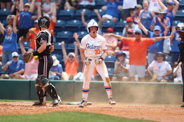 Florida outfielder Korbe Otis, a Louisville transfer, is a finalist for USA Softball Collegiate Player of the Year who leads the Gators with a .467 batting average. (UF's University Athletic Association Communications/Jordan Perez)
